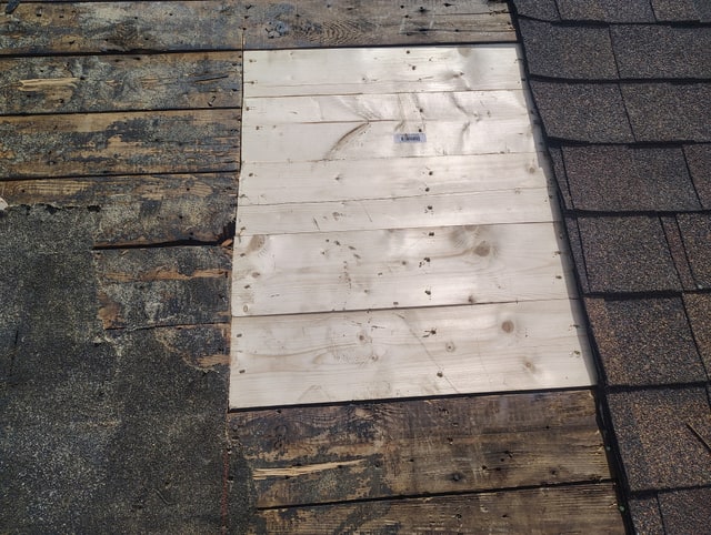 Roof deck repair in progress