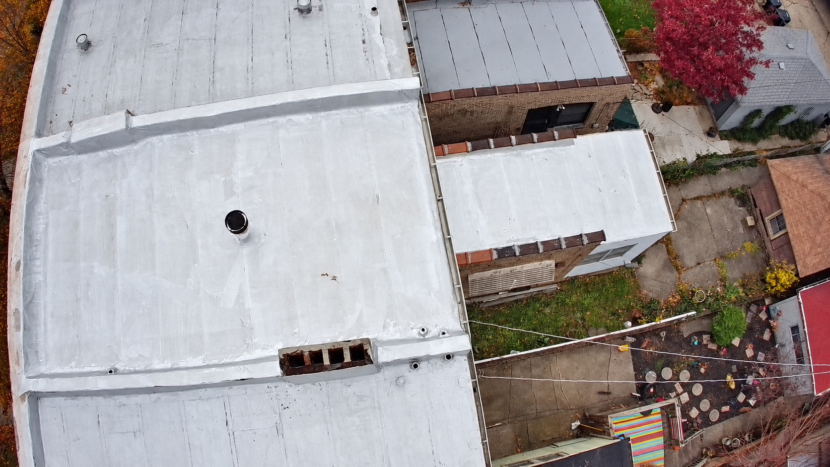 Completed flat roof on a classic Chicago two-flat
